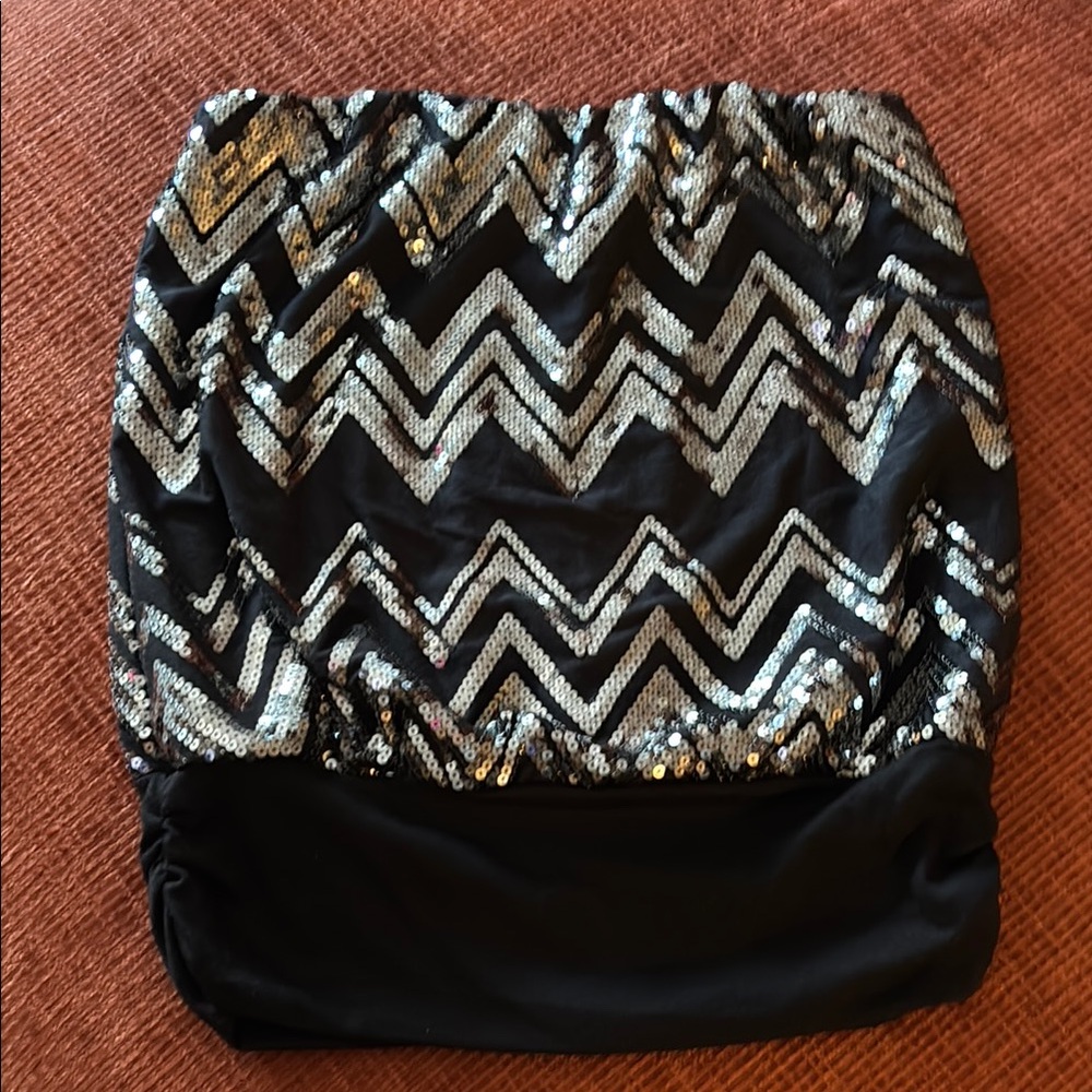 Black and Silver Sequin tube top